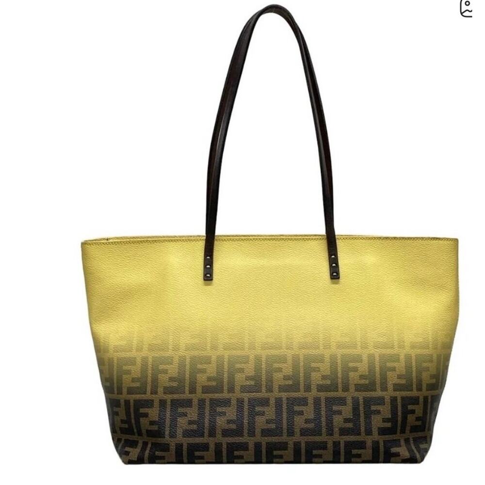 Fendi Canvas Ombré Yellow Roll tote EUC - Picture 3 of 10